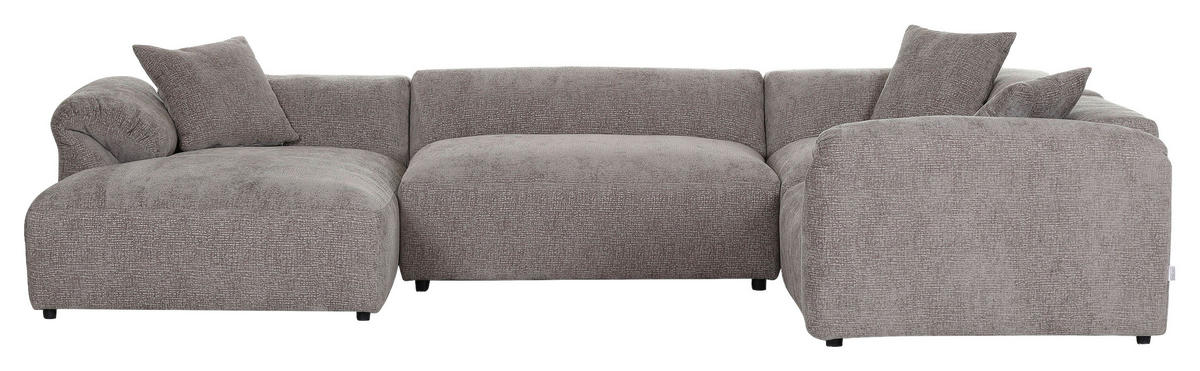 WOHNLANDSCHAFT in Flachgewebe Braun  - Schwarz/Braun, Modern, Kunststoff/Textil (178/356/225cm) - Carryhome