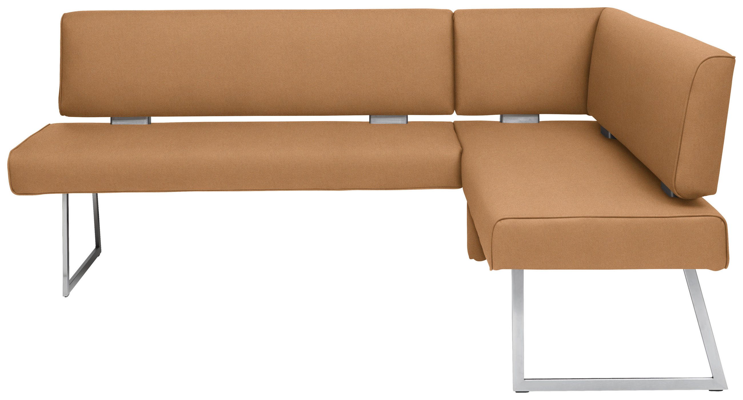 ECKBANK 208/160 cm in Edelstahlfarben, Cognac - Edelstahlfarben/Cognac, Design, Textil/Metall (208/160cm) - Dieter Knoll