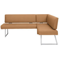 ECKBANK 208/160 cm  in Edelstahlfarben, Cognac  - Edelstahlfarben/Cognac, Design, Textil/Metall (208/160cm) - Dieter Knoll