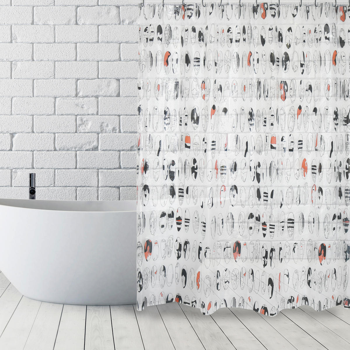DUSCHVORHANG GRAPHIC 180/200 cm  - Multicolor, Basics, Kunststoff (180/200cm) - MSV