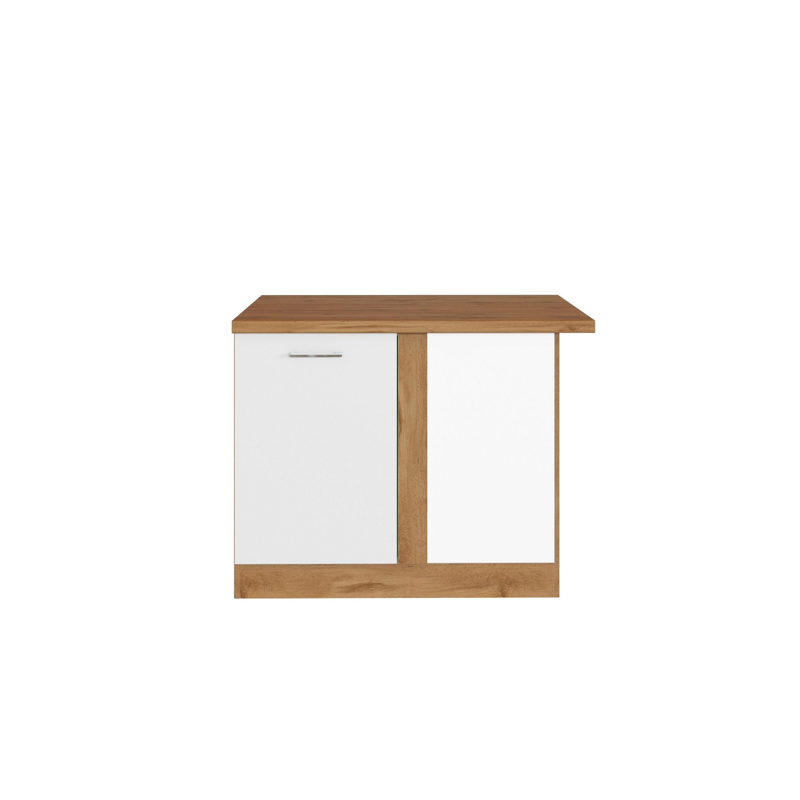 Eckunterschrank B: 110 cm Eiche Dekor/Weiß 1 Tür