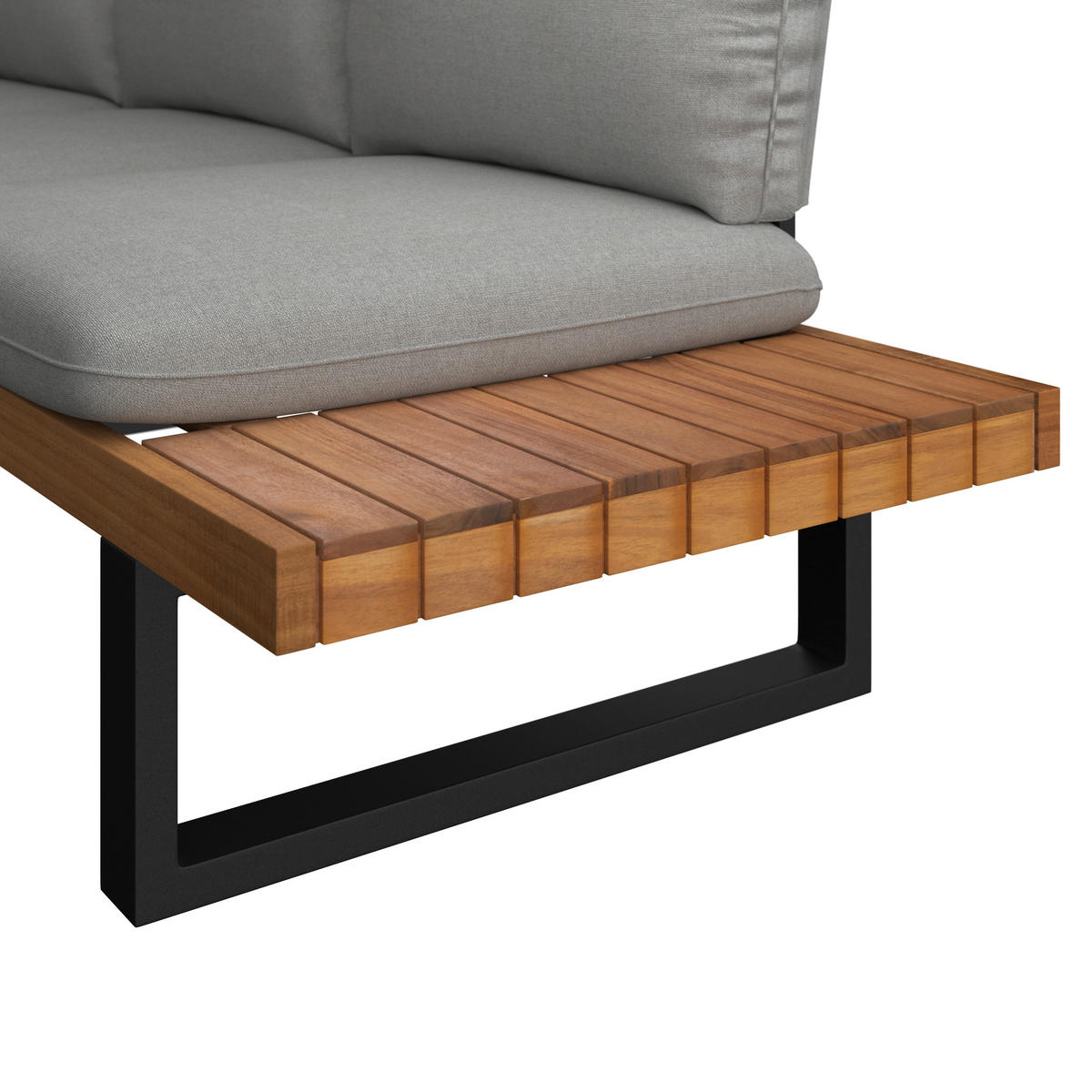 LOUNGE GARNITURA   drvo, metal, tekstil  siva, boje tikovine    - boje tikovine/siva, Moderno, drvo/metal (216/234cm) - Ambia Garden