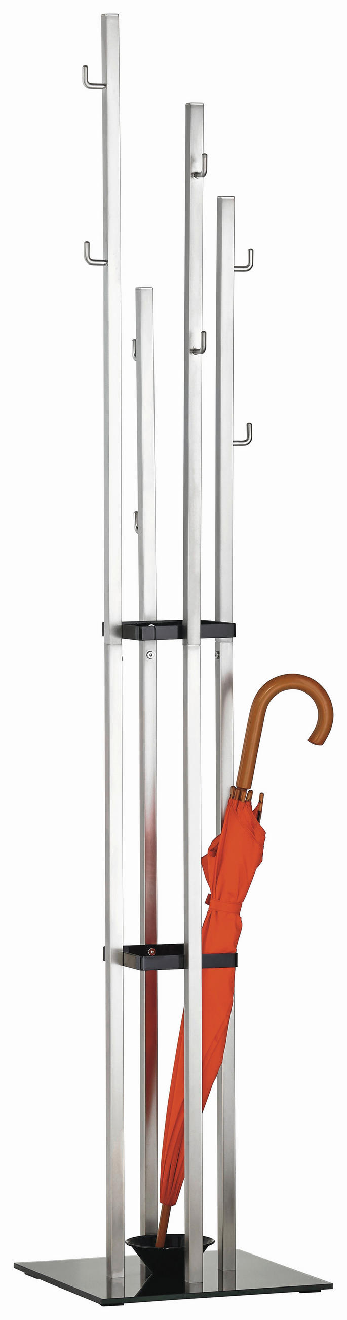 GARDEROBENSTÄNDER in Schwarz, Edelstahlfarben 35/182/35 cm   - Edelstahlfarben/Schwarz, Design, Glas/Metall (35/182/35cm) - MID.YOU