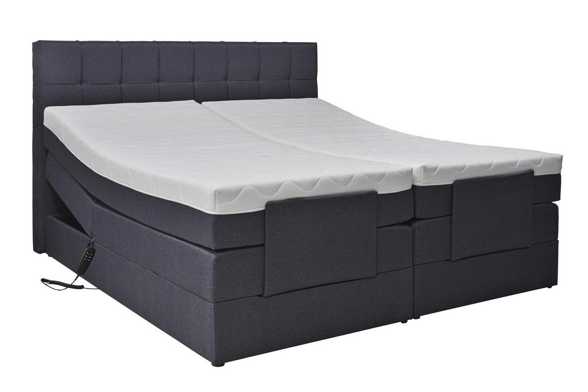 BOXSPRINGBETT 180/200 cm  in Anthrazit  - Anthrazit/Schwarz, Basics, Kunststoff/Textil (180/200cm) - Moderano