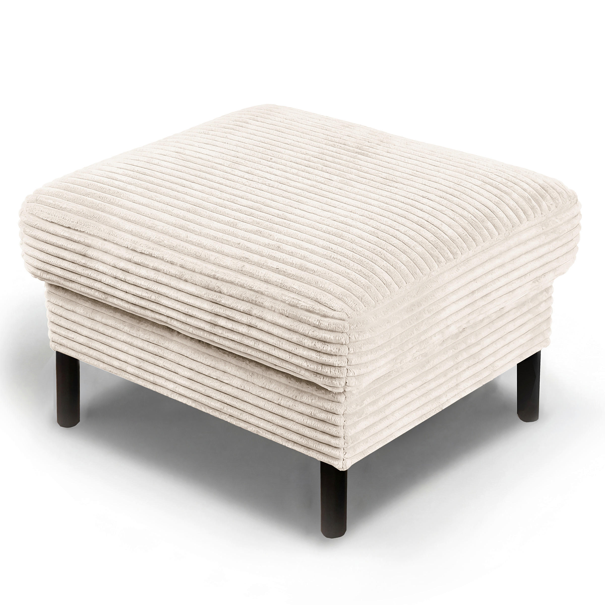 HOCKER Textil Creme  - Creme/Schwarz, Design, Textil/Metall (70/48/60cm) - Livetastic