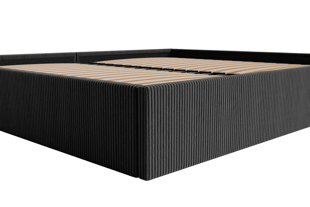 POLSTERBETT 240/200 cm,  in Schwarz, Lattenrost, Bettkasten,  - Schwarz, Design, Holz/Textil (240/200cm) - Boxxx