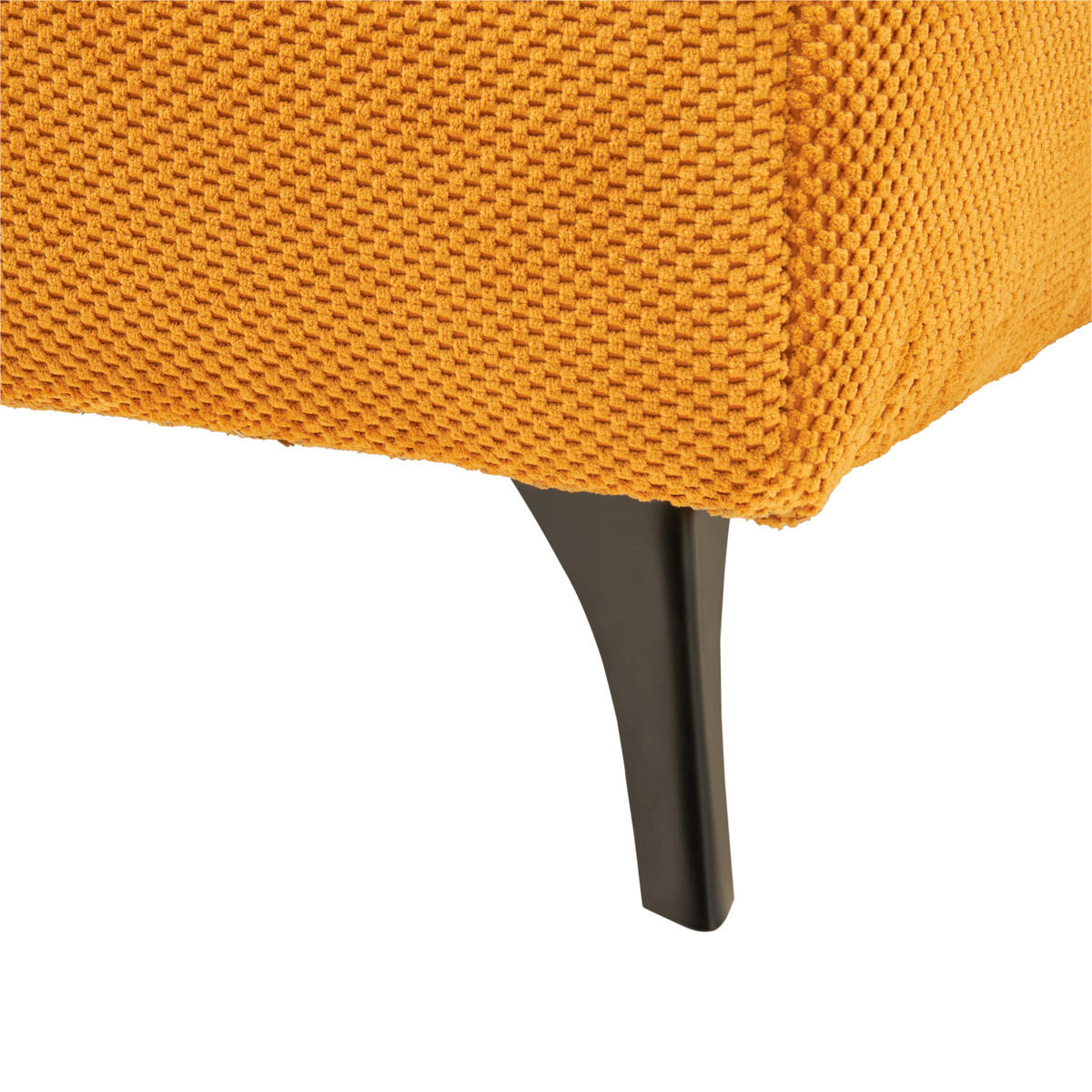 ECKSOFA in Struktur, Plüsch Senfgelb  - Senfgelb/Schwarz, Design, Textil/Metall (287/197cm) - Stylife