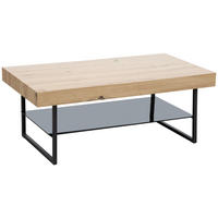 COUCHTISCH in Metall, Glas, Holzwerkstoff 110/60/42,5 cm  - Eichefarben/Schwarz, Design, Glas/Holzwerkstoff (110/60/42,5cm) - Carryhome