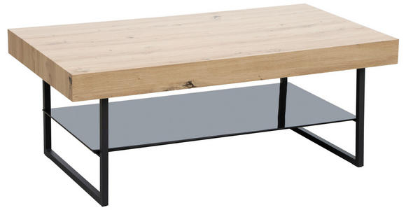 COUCHTISCH in Metall, Glas, Holzwerkstoff 110/60/42,5 cm  - Eichefarben/Schwarz, Design, Glas/Holzwerkstoff (110/60/42,5cm) - Carryhome