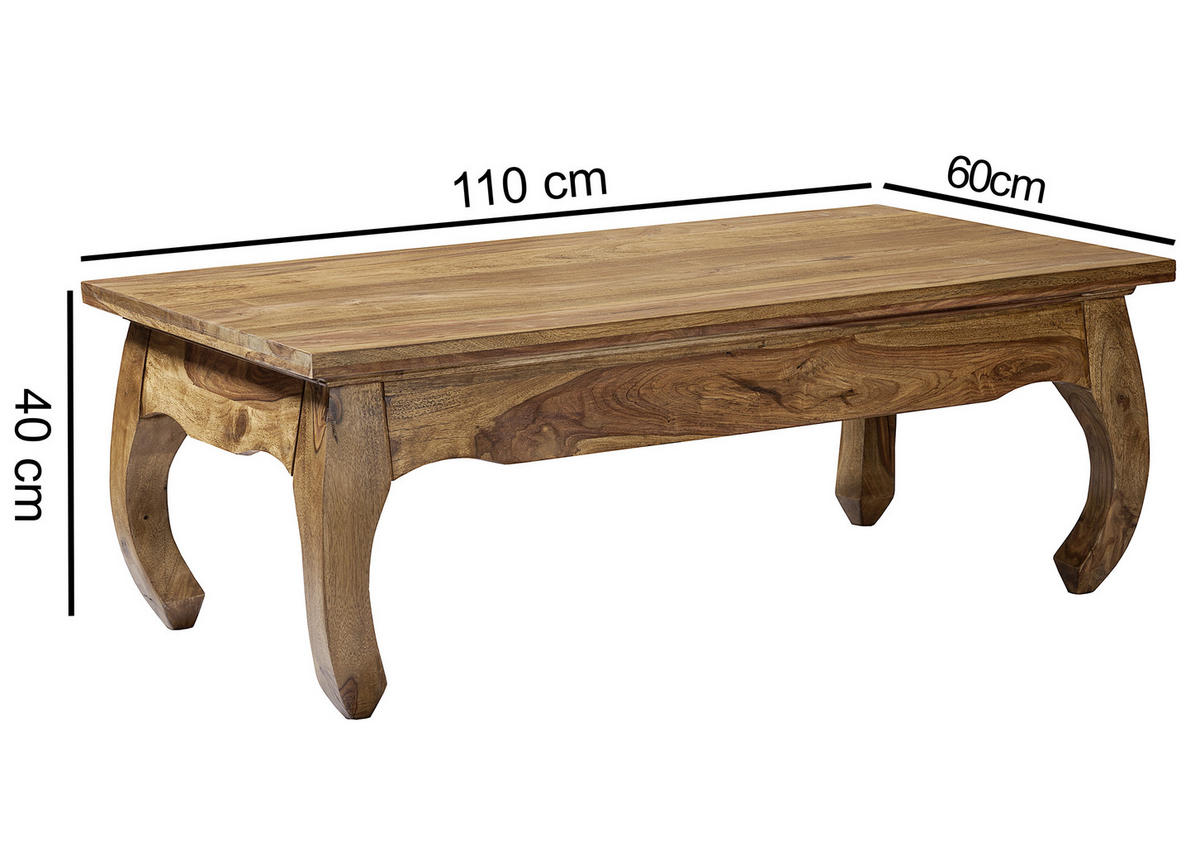 COUCHTISCH Sheesham massiv 110/60/40 cm rechteckig Sheeshamfarben  - Sheeshamfarben, Design, Holz (110/60/40cm) - MID.YOU