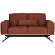 2-SITZER-SOFA in Struktur Rostfarben  - Rostfarben/Schwarz, Design, Holz/Textil (166/85-104/95cm) - Novel