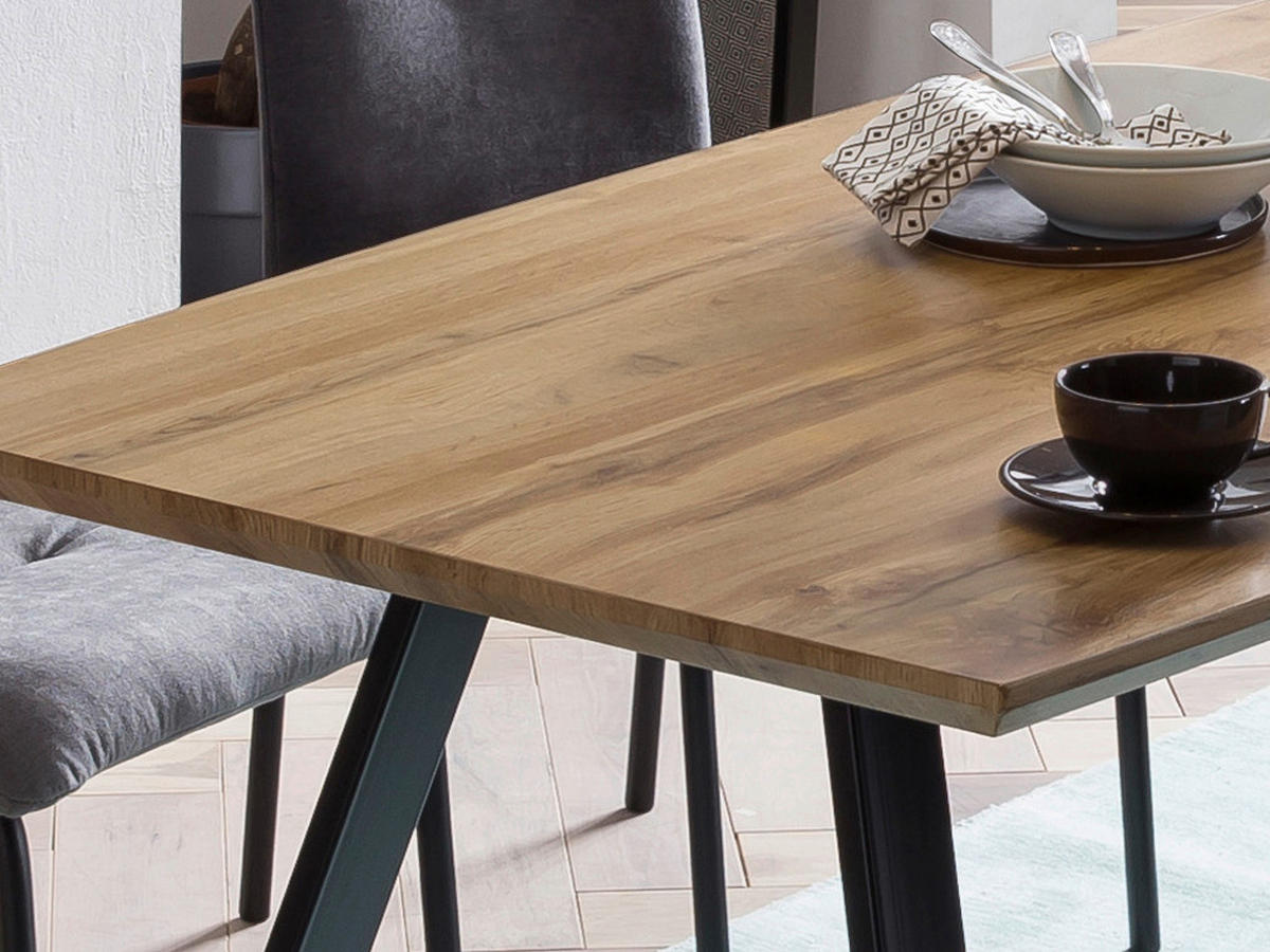 ESSTISCH rechteckig Naturfarben, Schwarz  - Schwarz/Naturfarben, Design, Holzwerkstoff/Metall (140/80/75cm) - Livetastic