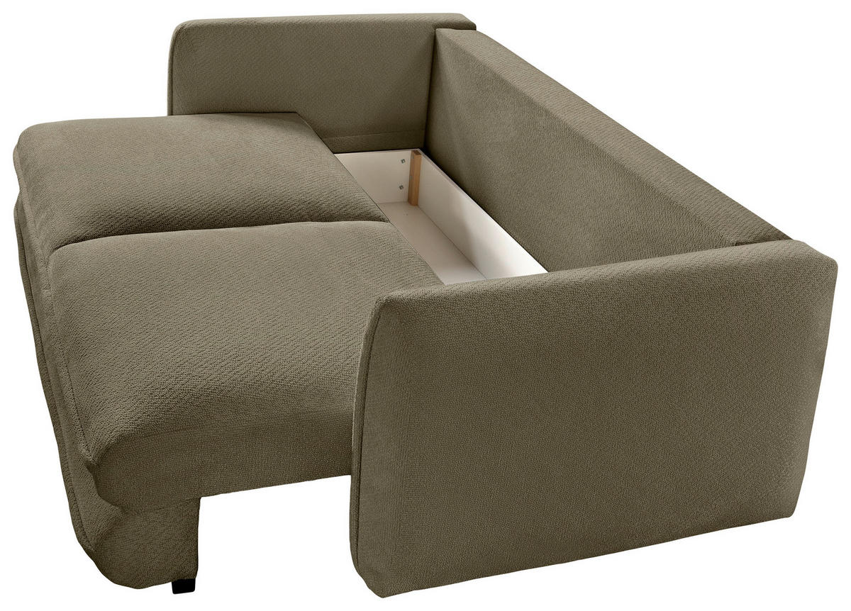 SCHLAFSOFA  mit Liegefunktion, Rücken echt Struktur Olivgrün  - Schwarz/Olivgrün, KONVENTIONELL, Kunststoff/Textil (237/94/117cm) - Carryhome