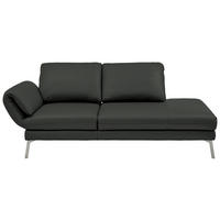 RÉCAMIERE in Echtleder Dunkelgrau  - Chromfarben/Dunkelgrau, Design, Leder/Metall (209/85-109/95-16cm) - Dieter Knoll