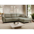 ECKSOFA Olivgrün Chenille  inkl. Zierkissen, Bettkasten, Schlaffunktion, Rücken echt, Kopfteilverstellung, Liegefläche im Originalstoff  - Schwarz/Olivgrün, KONVENTIONELL, Textil/Metall (266/185cm) - Carryhome