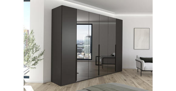 DREHTÜRENSCHRANK 301/223/61 cm 6-türig Graphitfarben, Grau - Graphitfarben/Grau, Trend, Glas/Holzwerkstoff (301/223/61cm) - Novel