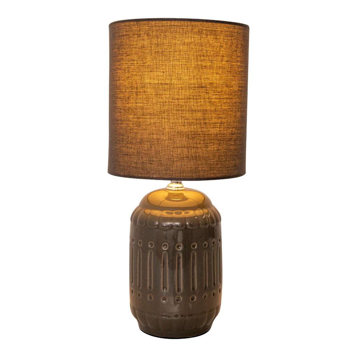 TISCHLEUCHTE   - Grau, KONVENTIONELL, Keramik/Textil (30cm) - Näve