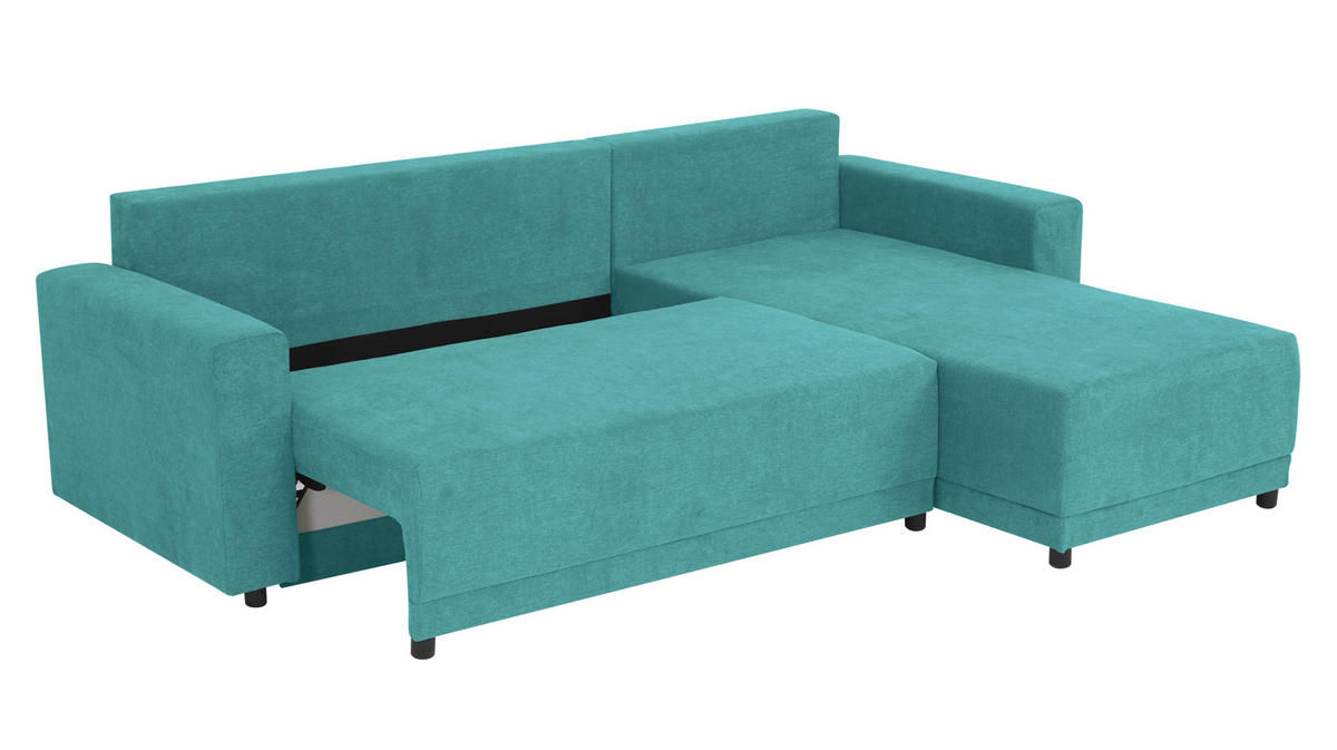ECKSOFA in Mikrofaser Petrol  178/248 cm  - Petrol/Schwarz, Design, Kunststoff/Textil (178/248cm) - MID.YOU