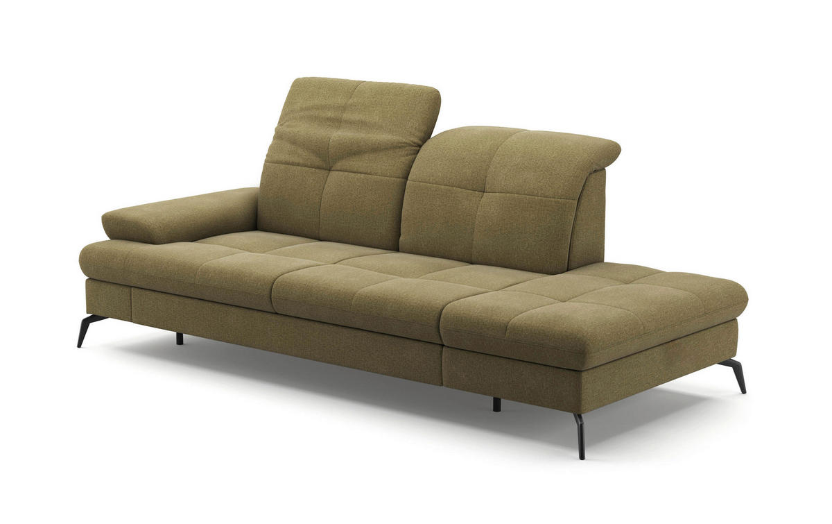 RÉCAMIERE in Flachgewebe Olivgrün  - Schwarz/Olivgrün, Konventionell, Textil/Metall (231/90/122cm) - Sit & More