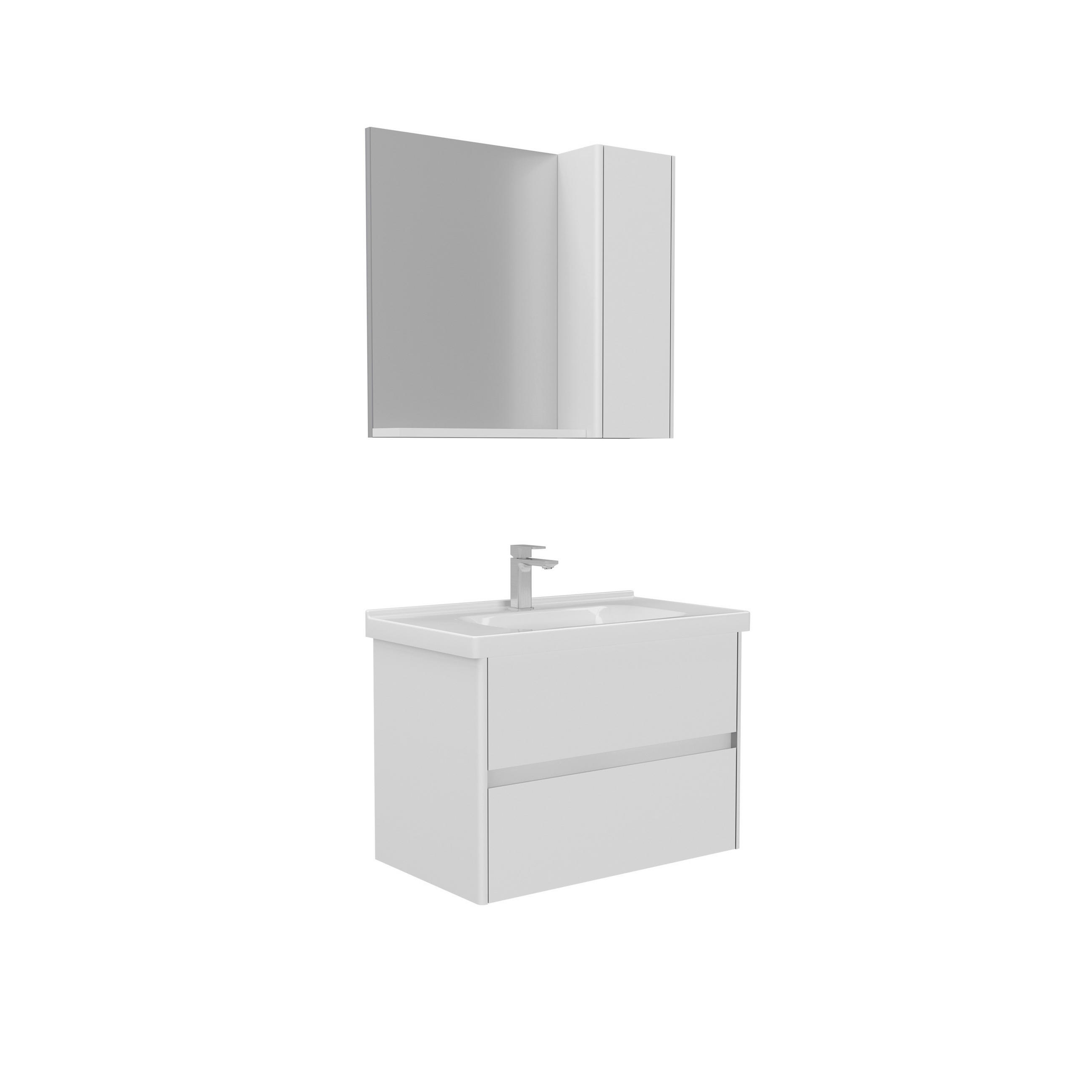 BADEZIMMER 3-teilig  in  - Weiß Hochglanz/Weiß, MODERN, Glas/Keramik (80/119/45cm) - MID.YOU
