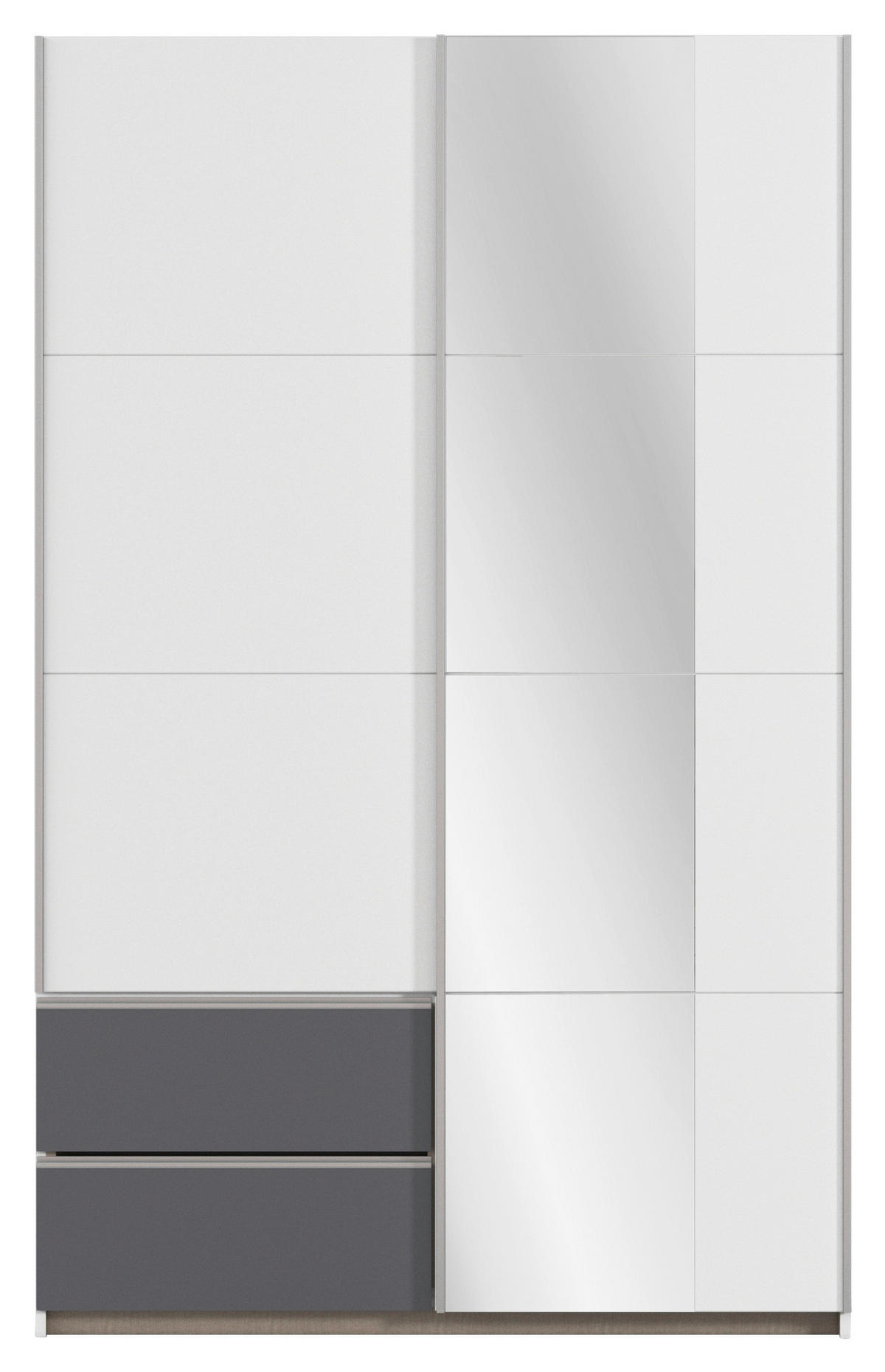 SCHWEBETÜRENSCHRANK in Grau, Weiss  - Weiss/Alufarben, Modern, Holzwerkstoff (131/210/59cm) - Rauch Möbel