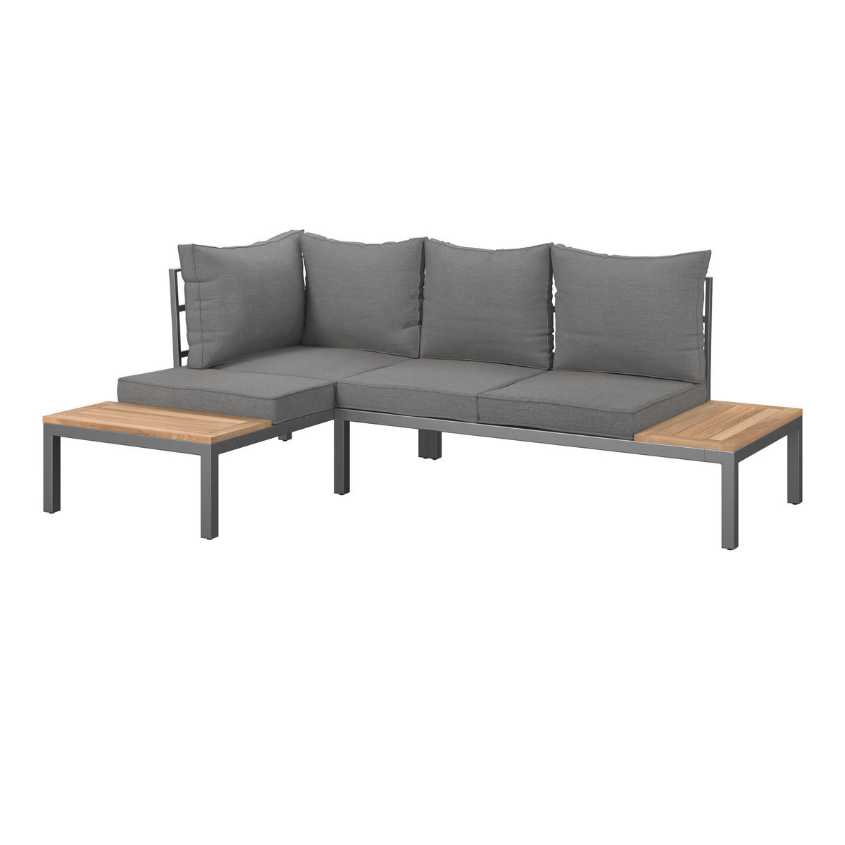 LOUNGEGARNITUR  138/207 cm  vollmassiv Stahl  - Braun/Grau, MODERN, Holz/Metall (138/207cm) - Ambia Garden