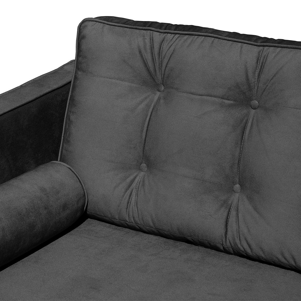 ECKSOFA VANCOUVER in Mikrofaser Schwarz Zierkissen, Rückenkissen  169/240 cm  - Schwarz/Braun, Design, Holz/Textil (169/240cm) - P & B