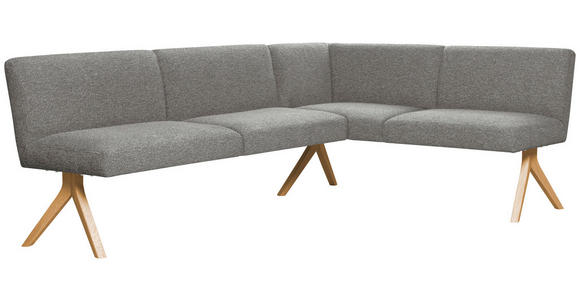 ECKBANK 218/172 cm Webstoff Grau Eiche vollmassiv   - Eichefarben/Grau, KONVENTIONELL, Holz/Textil (218/172cm) - Linea Natura