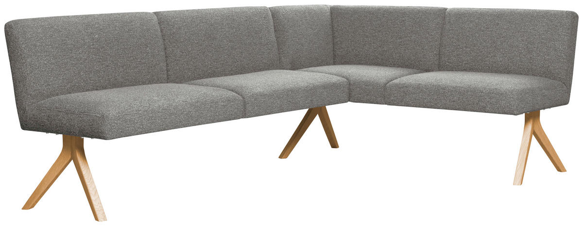 ECKBANK 218/172 cm Webstoff Grau Eiche vollmassiv   - Eichefarben/Grau, KONVENTIONELL, Holz/Textil (218/172cm) - Linea Natura