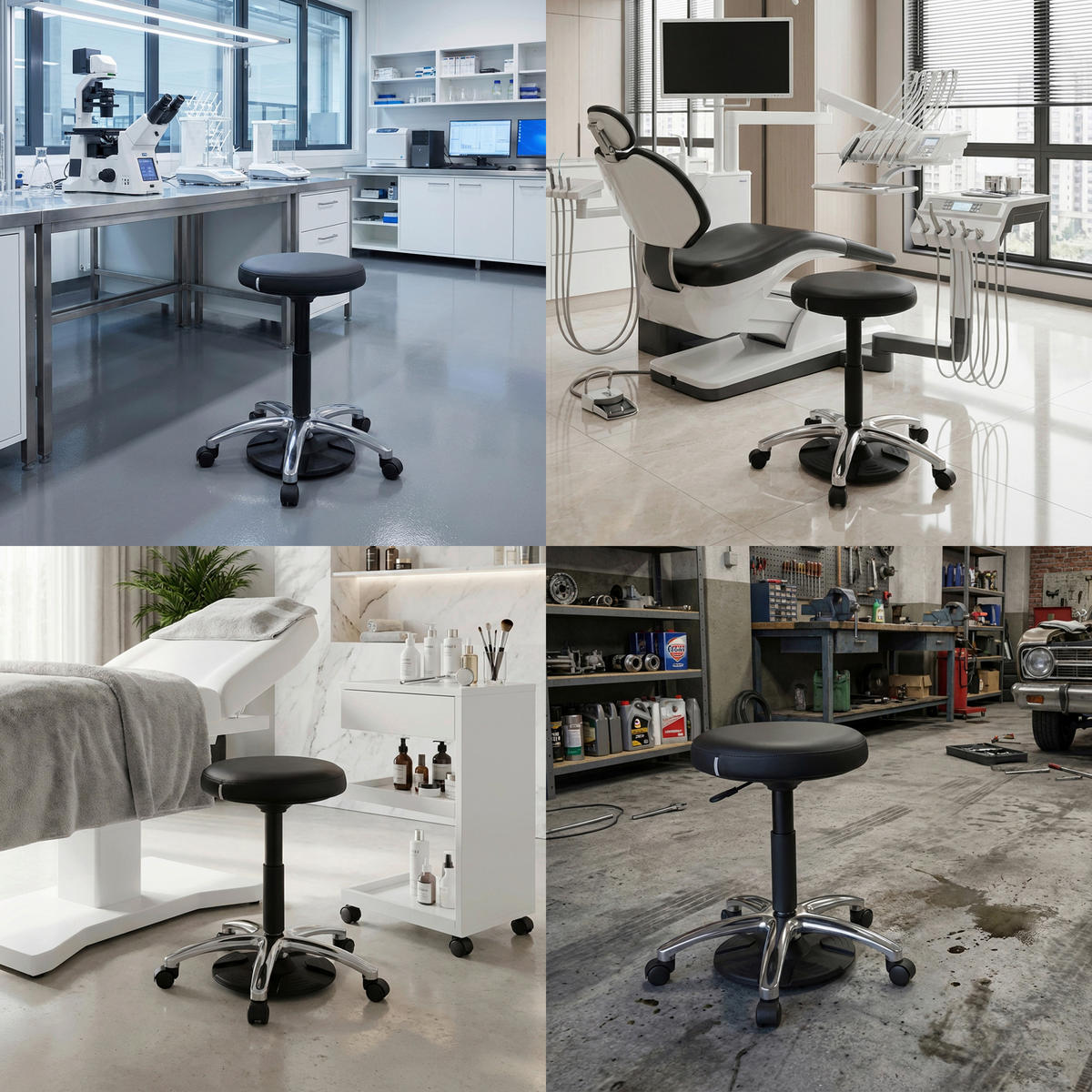 DREHHOCKER Schwarz  - Silberfarben/Schwarz, MODERN, Kunststoff/Metall (55/61/40cm) - MID.YOU
