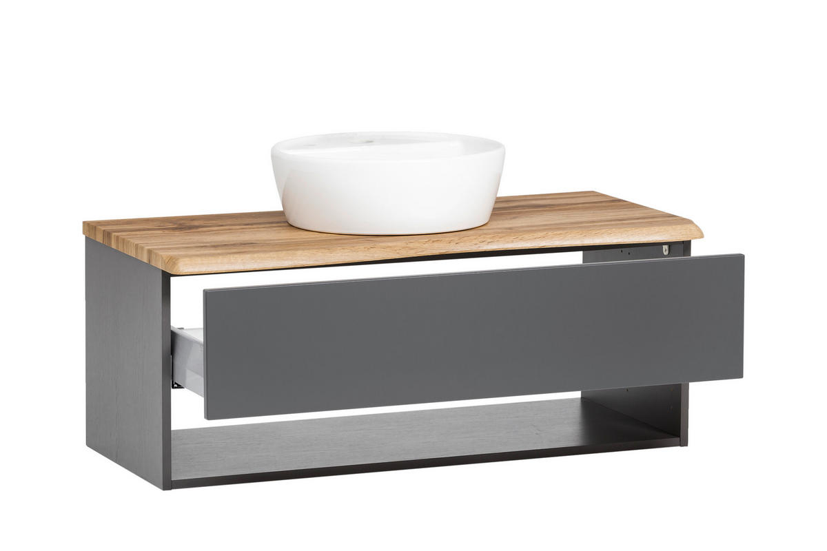 WASCHTISCHKOMBI 101 cm  - Graphitfarben/Grau, Natur, Holzwerkstoff (101cm) - Xora