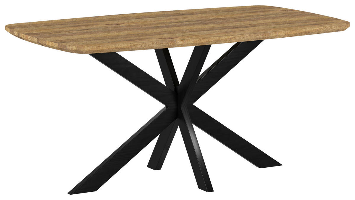 ESSTISCH Holz, Metall  - Beigebraun/Schwarz, Konventionell, Holz/Metall (160/77/90cm) - MID.YOU