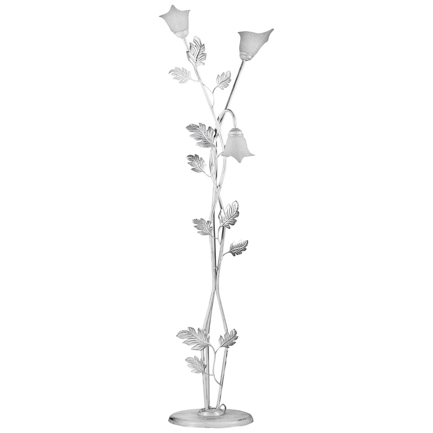 STEHLEUCHTE 55/175 cm    - Silberfarben/Weiß, KONVENTIONELL, Glas/Metall (55/175cm)