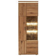 VITRINE  in furniert, massiv Balkeneiche Grau, Eichefarben - Eichefarben/Anthrazit, Natur, Glas/Holz (75/204/37cm) - Linea Natura