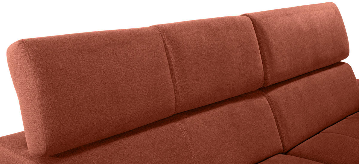 ECKSOFA in Velours Rostfarben  - Rostfarben/Silberfarben, Design, Holz/Textil (292/183cm) - Livetastic