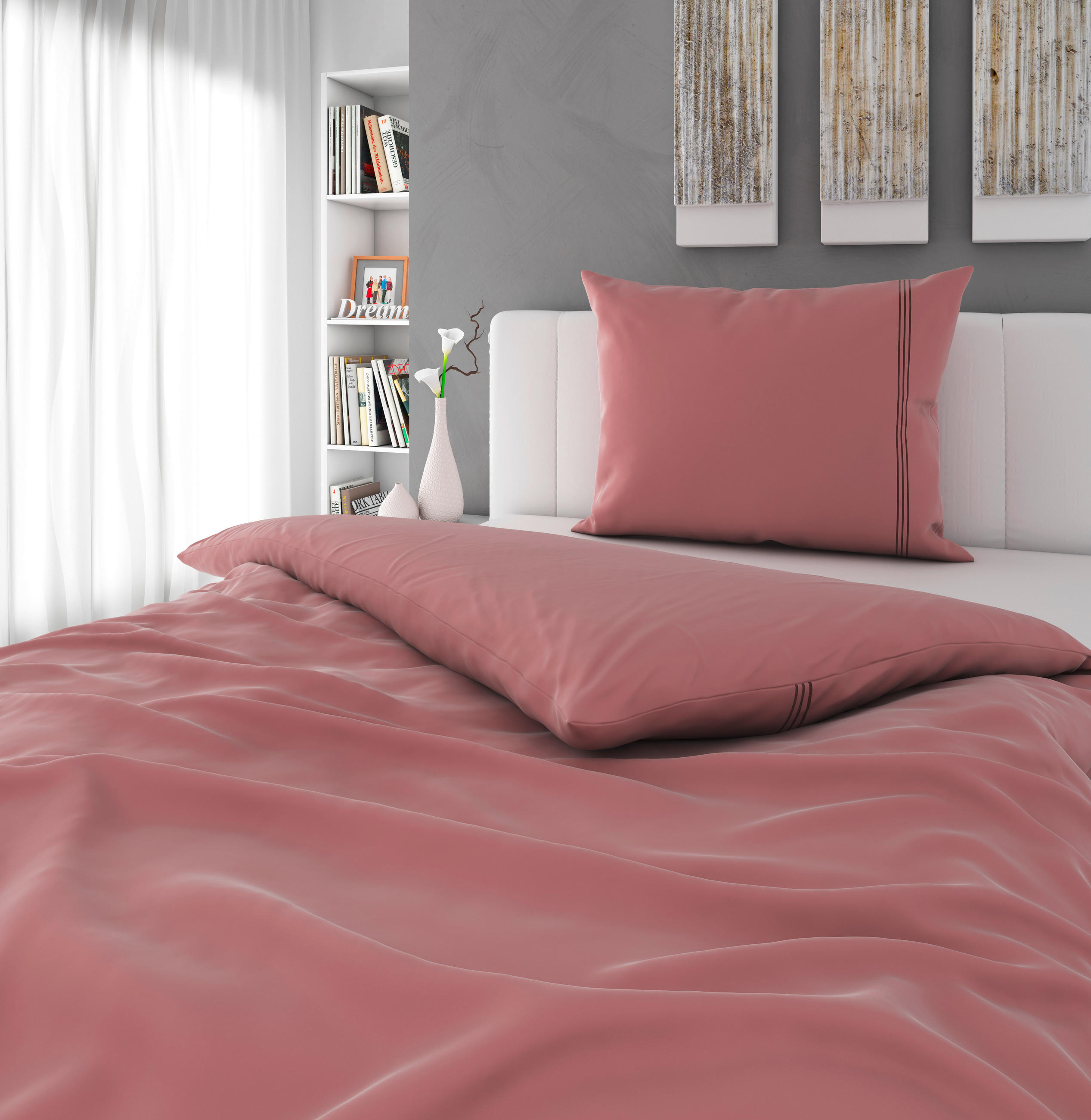 ÁGYNEMŰHUZAT-GARNITÚRA 140/200 cm  - rózsaszín, Natur, textil (140/200cm) - Bio:Vio