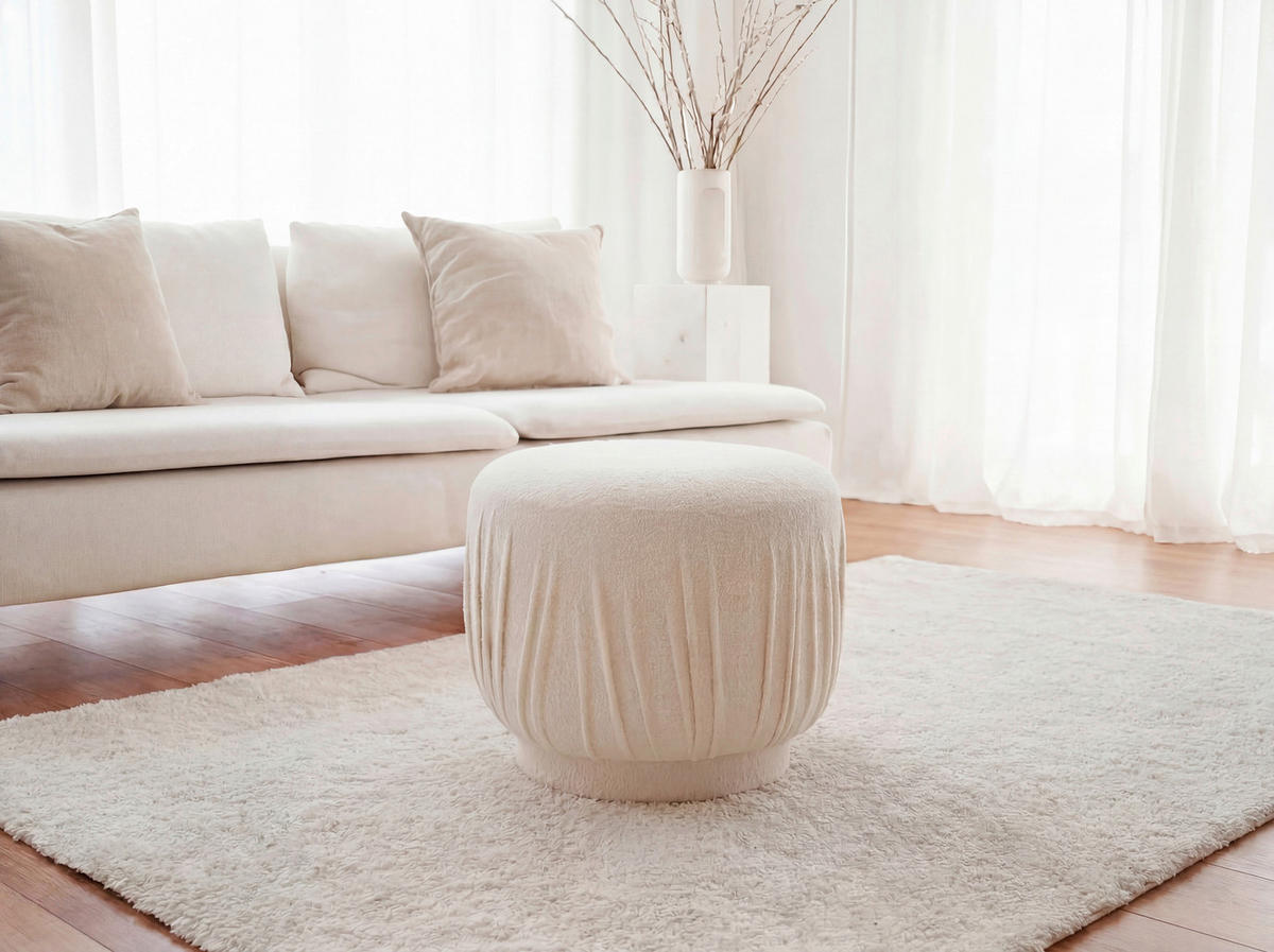 HOCKER Textil Creme  - Creme, Design, Textil (50/40/50cm) - Livetastic