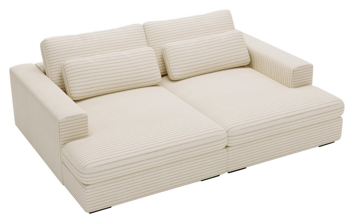 BIGSOFA Cord Beige  - Beige/Schwarz, Design, Textil (218/80/158cm) - home24