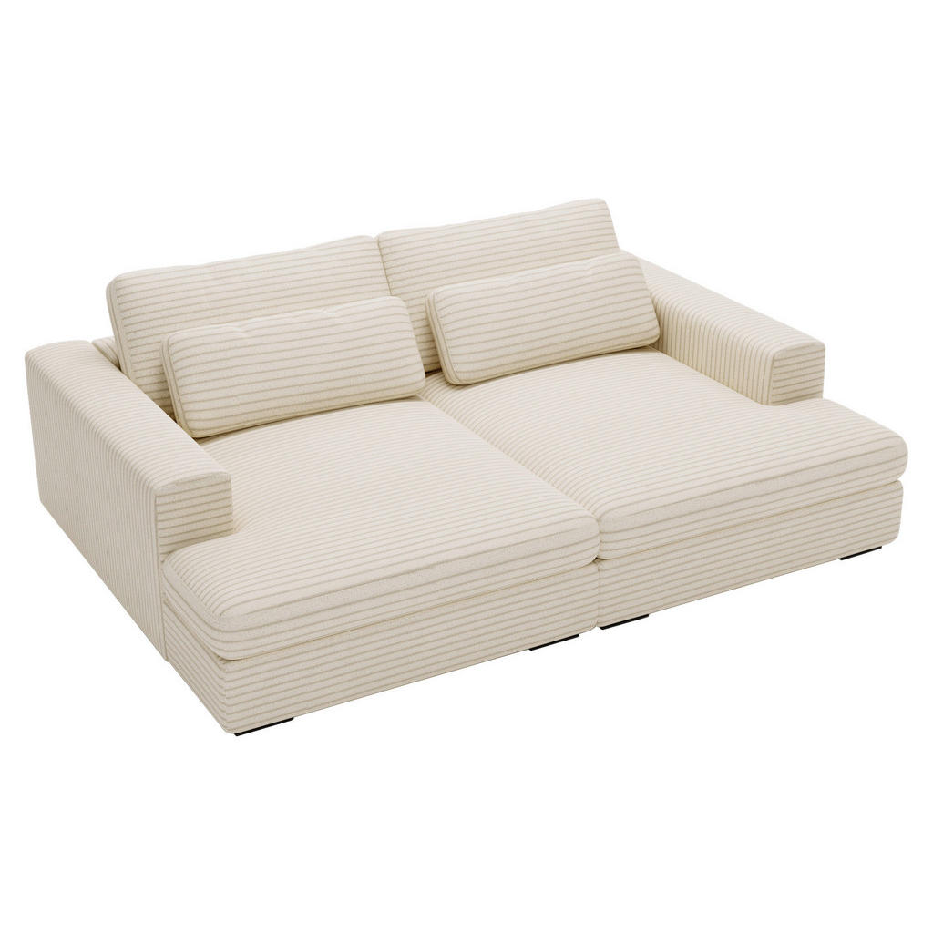 Thumbnail - home24 Bigsofa, Beige, Textil, 2-3-Sitzer, Füllung: Schaumstoff, 218x80x158 cm, Stoffauswahl, Wohnzimmer, Sofas & Couche...