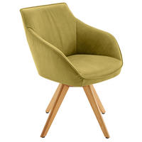 ARMLEHNSTUHL  Lederauswahl, Stoffauswahl, Typenauswahl, Gestellauswahl, automatische Rückholfunktion, Sitzfläche 320° drehbar  Echtleder  - Eichefarben/Hellgrün, Design, Leder/Holz (60/84/67cm) - Koinor