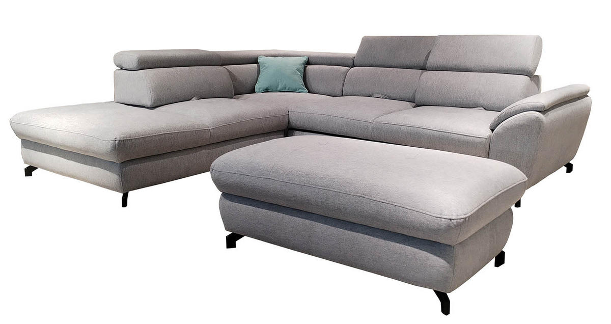 SEDEŽNA GARNITURA, tkanina siva  - črna/siva, Design, kovina/tekstil (237/277cm) - Hom`in