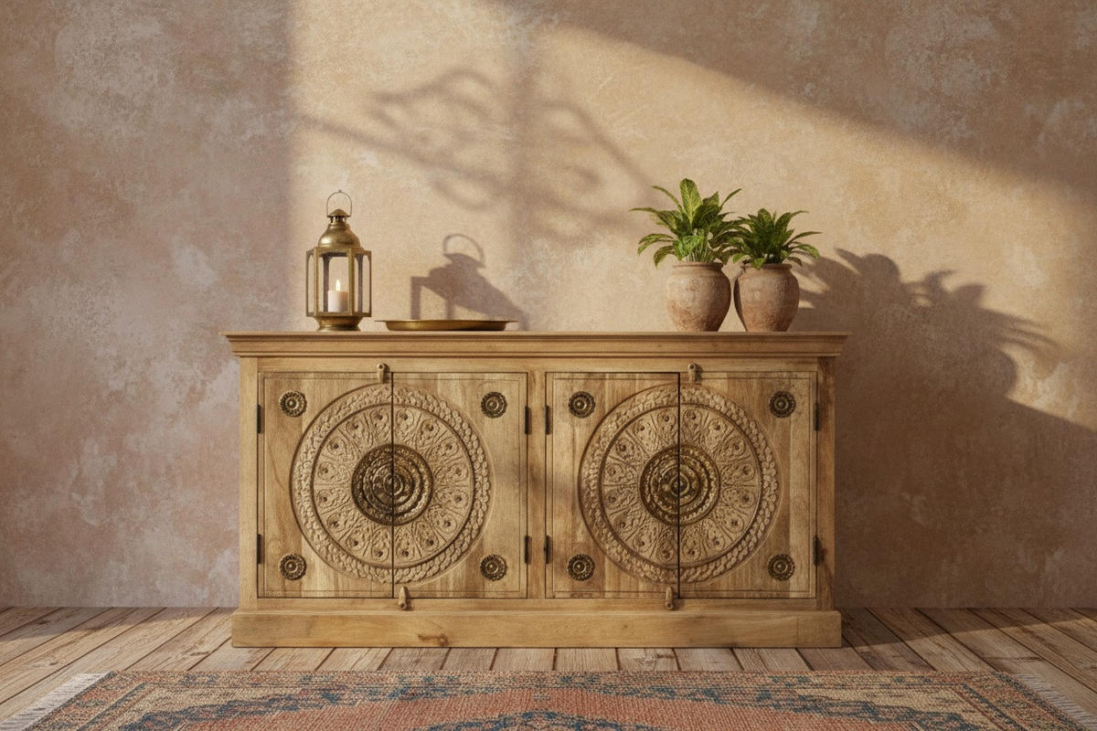SIDEBOARD  178/89/40 cm  - Messingfarben/Naturfarben, LIFESTYLE, Holz/Metall (178/89/40cm) - Milino