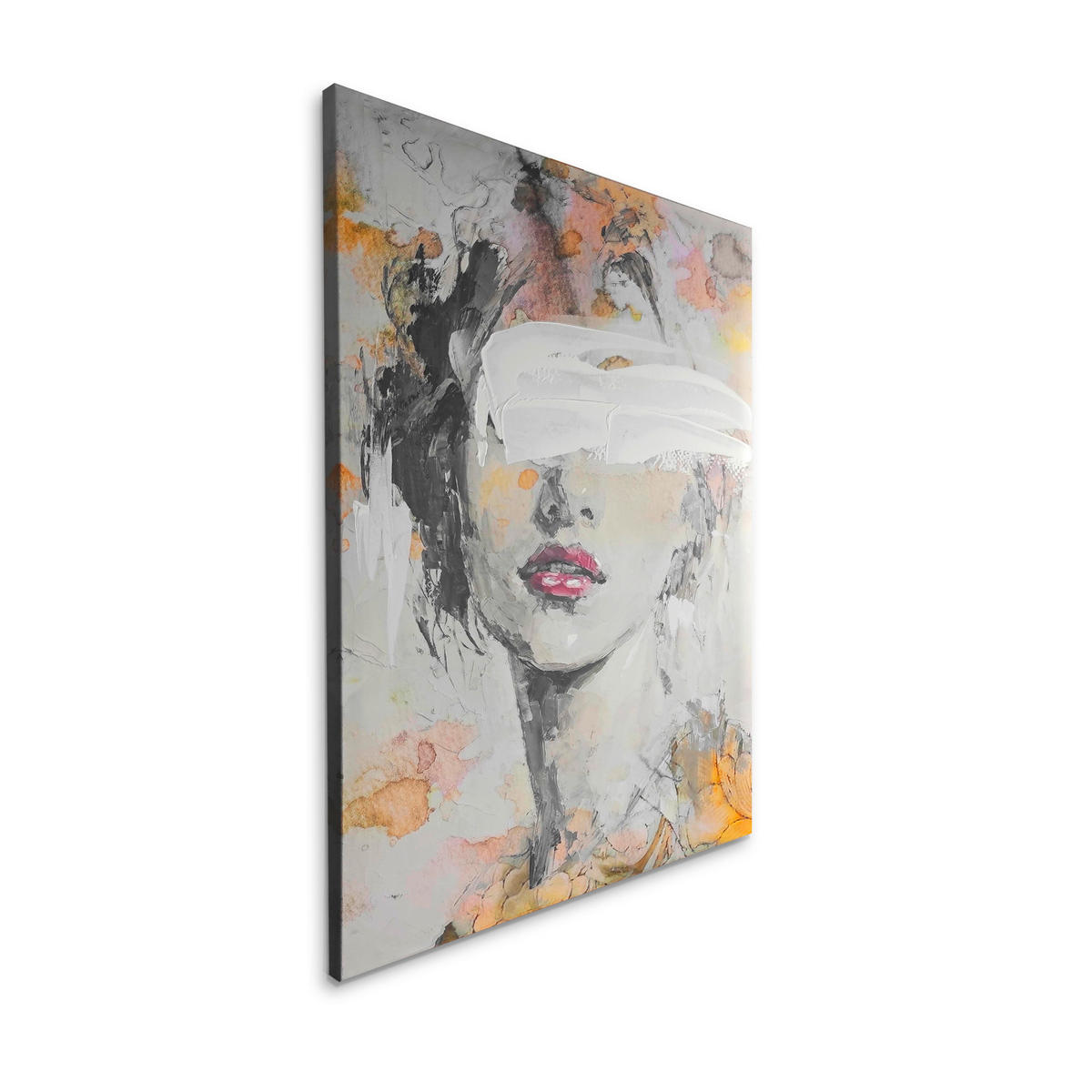 ÖLGEMÄLDE Frauen 70/100 cm  - Beige/Weiß, LIFESTYLE, Holzwerkstoff/Textil (70/100cm) - Monee