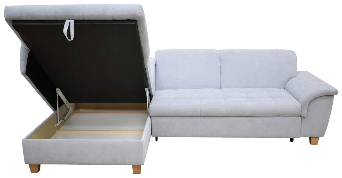 ECKSOFA Pastellblau Mikrofaser  - Pastellblau/Eichefarben, KONVENTIONELL, Holz/Textil (170/279cm) - MID.YOU