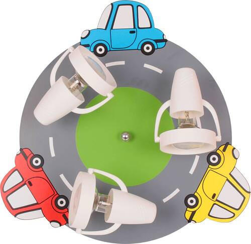 KINDERDECKENLEUCHTE Autos-3-fl 40/16 cm   - Blau/Gelb, Design, Holzwerkstoff/Kunststoff (40/16cm)