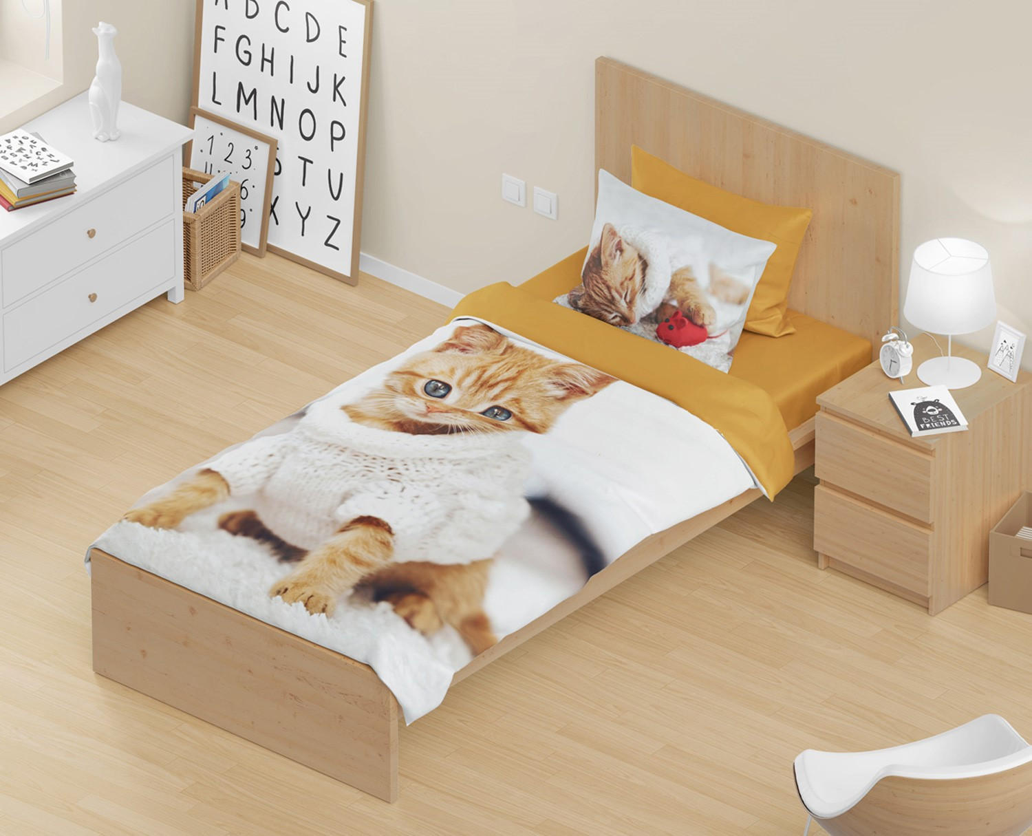 DEČJA POSTELJINA 140/200 cm renforcé tkanina tamnožuta  - tamnožuta, Konvencionalno, tekstil (140/200cm)