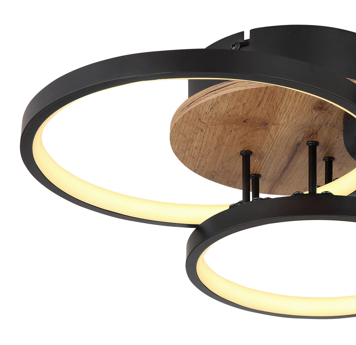 LED-DECKENLEUCHTE 40/38/10,5 cm   - Opal/Schwarz, Design, Holzwerkstoff/Kunststoff (40/38/10,5cm) - Globo