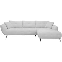 ECKSOFA 320/215 cm  in Chenille Silberfarben Armlehnenkissen, Rücken echt, Sitztiefenverstellung  320/215 cm  - Silberfarben/Schwarz, KONVENTIONELL, Textil/Metall (320/215cm) - Hom`in