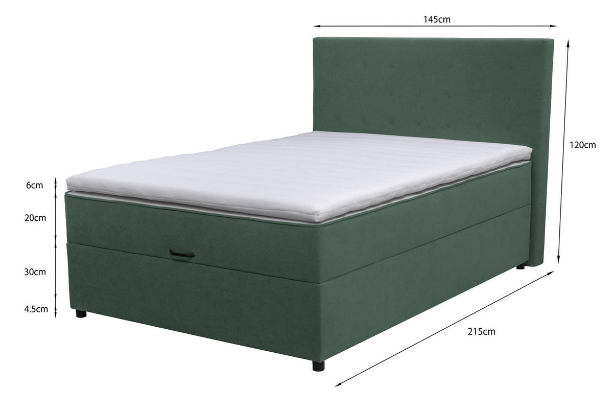 BOXBETT 100/200 cm  in Grün  - Schwarz/Grün, Konventionell, Kunststoff/Textil (100/200cm) - Moderano
