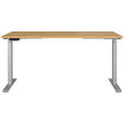 SCHREIBTISCH 160/80/72-118 cm  in Silberfarben, Eichefarben  - Eichefarben/Silberfarben, MODERN, Holzwerkstoff/Metall (160/80/72-118cm) - Novel